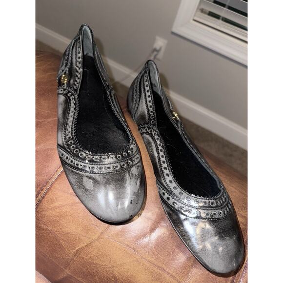 Authentic Gucci Black/Grey Brogue Leather Ballet Flats Size 40 - Picture 11 of 14